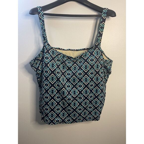 Contour Womens 2pc Swimsuit Tank 30W‎ & Shorts 26W Blue - Picture 1 of 5